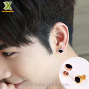 Bông tai tròn màu đen trơn Hàn Quốc BT381 - Hình ảnh 2